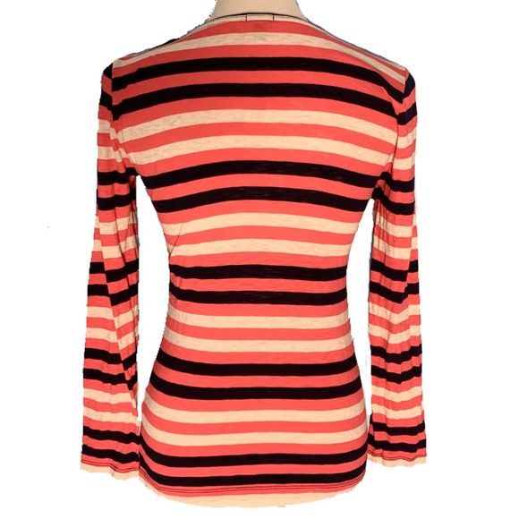 J. Crew NWOT Striped Button Shoulder LS Crew Top - Picture 2 of 8